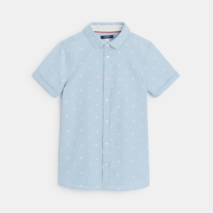 Avis Chemise manches courtes palmiers bleue garçon OKAIDI 1