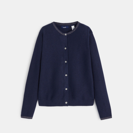 Avis Cardigan boutonné col rond bleu fille OKAIDI 1