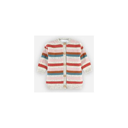 Avis Cardigan long rayé en tricoloudoux NOUKIE'S 1