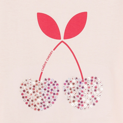 Avis T-shirt à sequins motif cerise rose fille OKAIDI 2