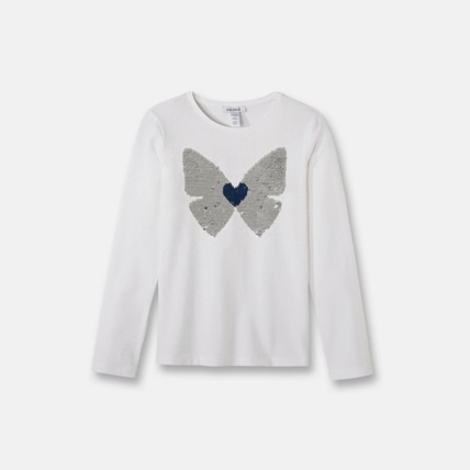 Avis T-shirt stretch à sequins magiques blanc fille OKAIDI 2