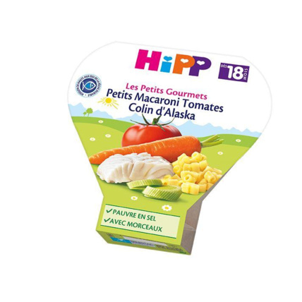 HiPP Petits Macaroni Tomates Colin D'Alaska 260g - Repas Bébé 18 Mois, Bio, Sans Conservateurs