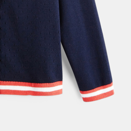 Avis Gilet ajouré pointelle bleu fille OKAIDI 4