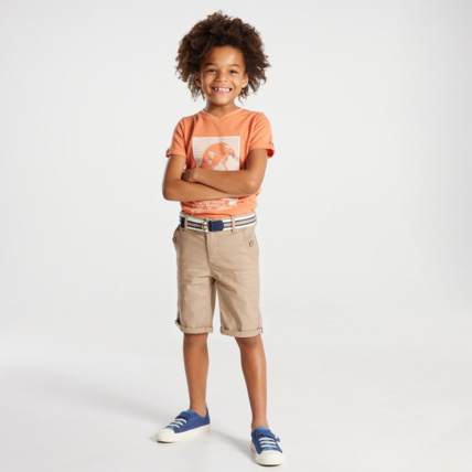 Avis Bermuda slim maille fantaisie beige garçon OKAIDI 1
