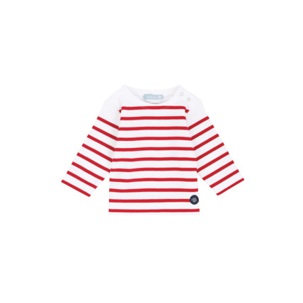 Avis Marinière "Amiral" Baby - coton épais - Blanc/Braise ARMOR-LUX 1