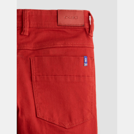 Avis Pantalon skinny en toile rouge garçon OKAIDI 4