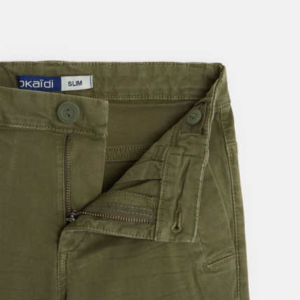 Avis Bermuda slim en toile unie vert garçon OKAIDI 2