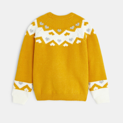 Avis Pull jacquard cœurs jaune fille OKAIDI 4