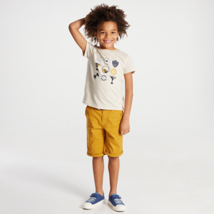 Avis T-shirt maille piquée écussons racing beige garçon OKAIDI 1