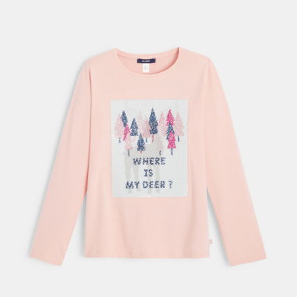 Avis T-shirt sequins magiques biche rose fille OKAIDI 1