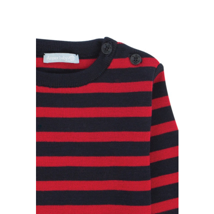 Avis Pull marin rayé "Briac" Baby - laine Mérinos - Navire/Braise ARMOR-LUX 2