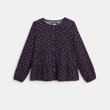 Avis Blouse en velours côtelé imprimé bleue fille OKAIDI 1