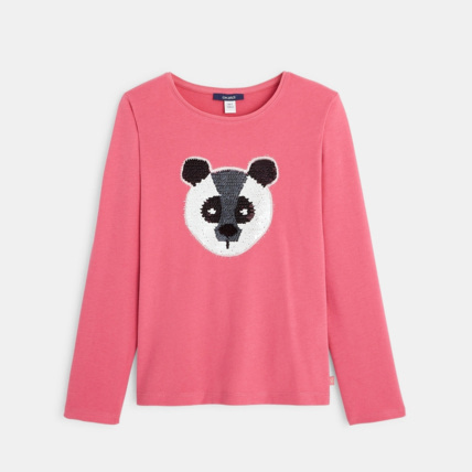 Avis T-shirt manches longues à sequins magiques rose fille OKAIDI 1