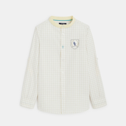 Avis Chemise col Mao à petits carreaux jaune garçon OKAIDI 1