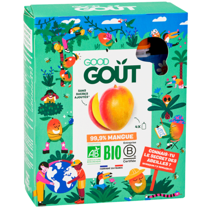 Avis Pack de 4 compotes sans sucres ajoutés Mangue Bio Good Goût 1