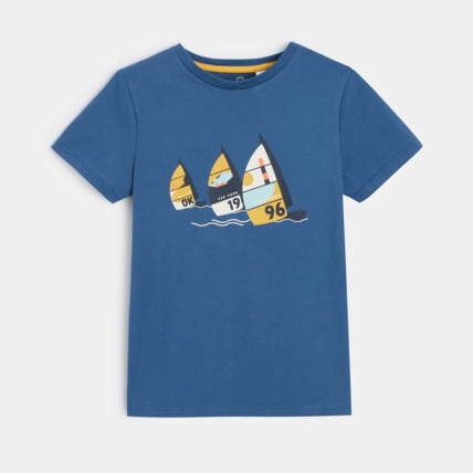 Avis T-shirt manches courtes à motif Voiliers bleu garçon OKAIDI 1