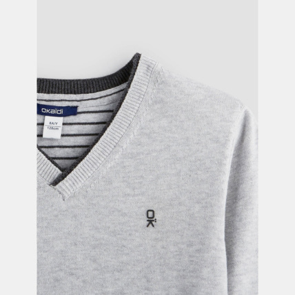 Avis Pull col V gris garçon OKAIDI 3