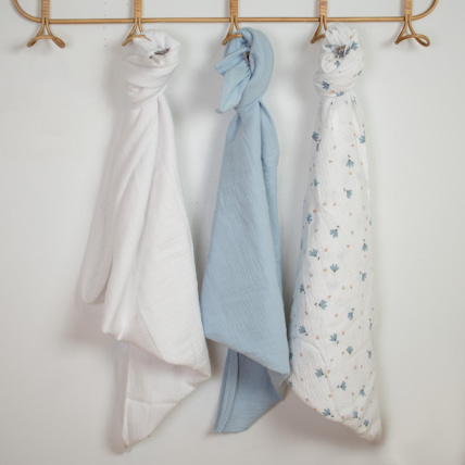 Avis Lot de 3 maxi langes, bleuet blanc et bleu Sevira Kids 3