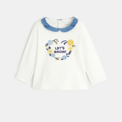 Avis T-shirt col pétale fleurs brodées OBAÏBI 1