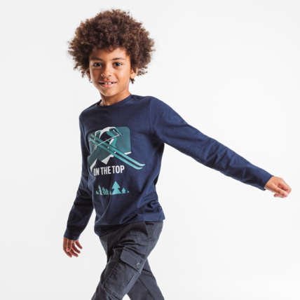 Avis T-shirt à motif sport d'hiver bleu garçon OKAIDI 1