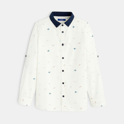 Avis Chemise imprimée col contrasté blanche garçon OKAIDI 1