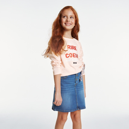 Avis T-shirt motif et message coeur rose fille OKAIDI 1