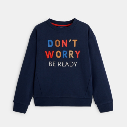 Avis Sweat-shirt à message "Don't worry, be ready" bleu garçon OKAIDI 1