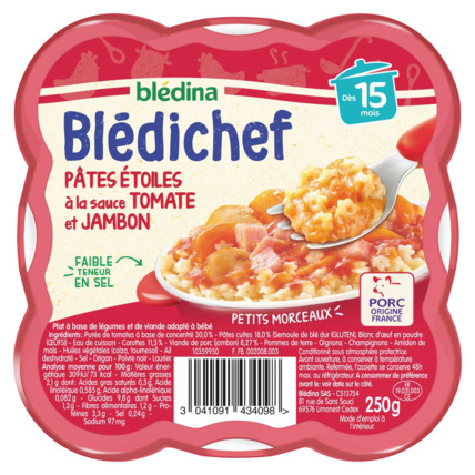 Avis BLEDICHEF Pâtes étoiles à la sauce tomate et jambon Blédina 1