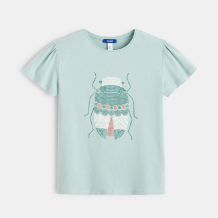 Avis T-shirt imprimé animal point de croix vert fille OKAIDI 2