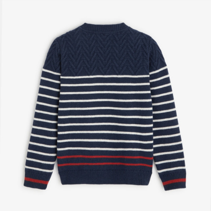 Avis Pull rayé marin en tricot bleu garçon OKAIDI 3