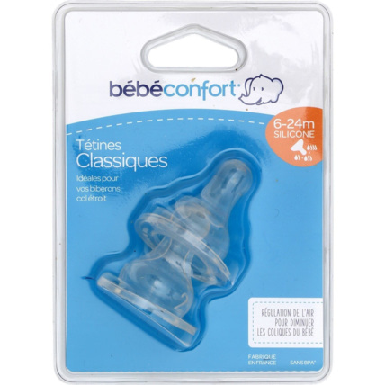 Avis Lot de 2 tétines classiques en silicone 6-24 mois Bebeconfort 1