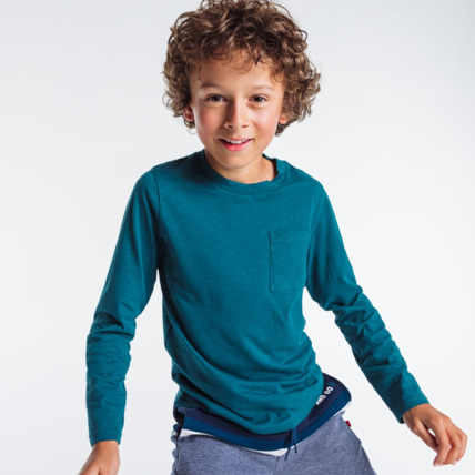 Avis T-shirt uni en coton turquoise garçon OKAIDI 1