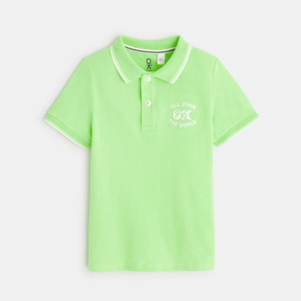 Avis Polo maille piquée manches courtes vert garçon OKAIDI 1