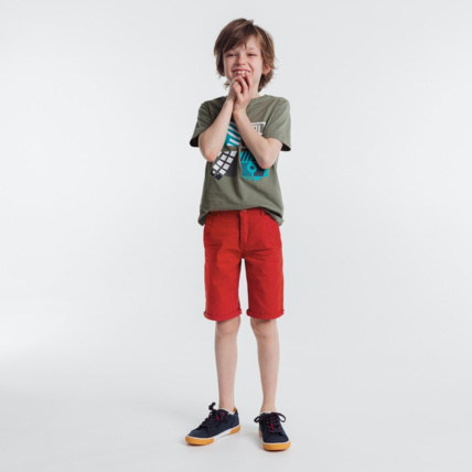 Avis Bermuda slim en toile unie orange garçon OKAIDI 1