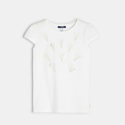 Avis T-shirt fantaisie blanc fille OKAIDI 1
