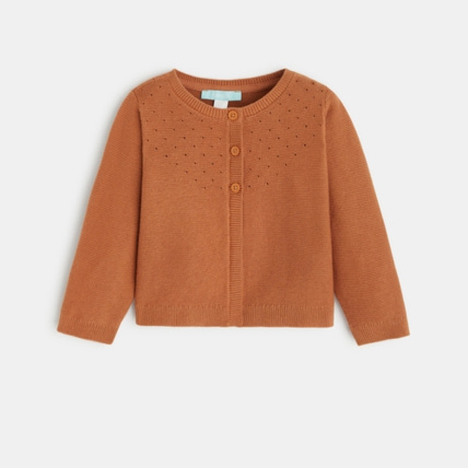 Avis Gilet maille tricot effet pointelle marron OBAÏBI 1