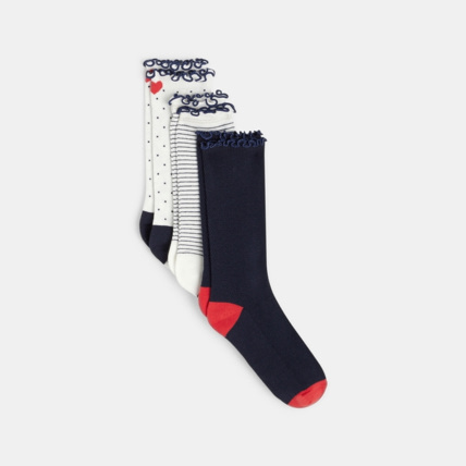 Avis Lot de 3 paires de chaussettes bord frou-frou bleues fille OKAIDI 1