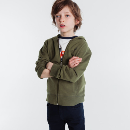 Avis Sweat-shirt uni à capuche vert garçon OKAIDI 1