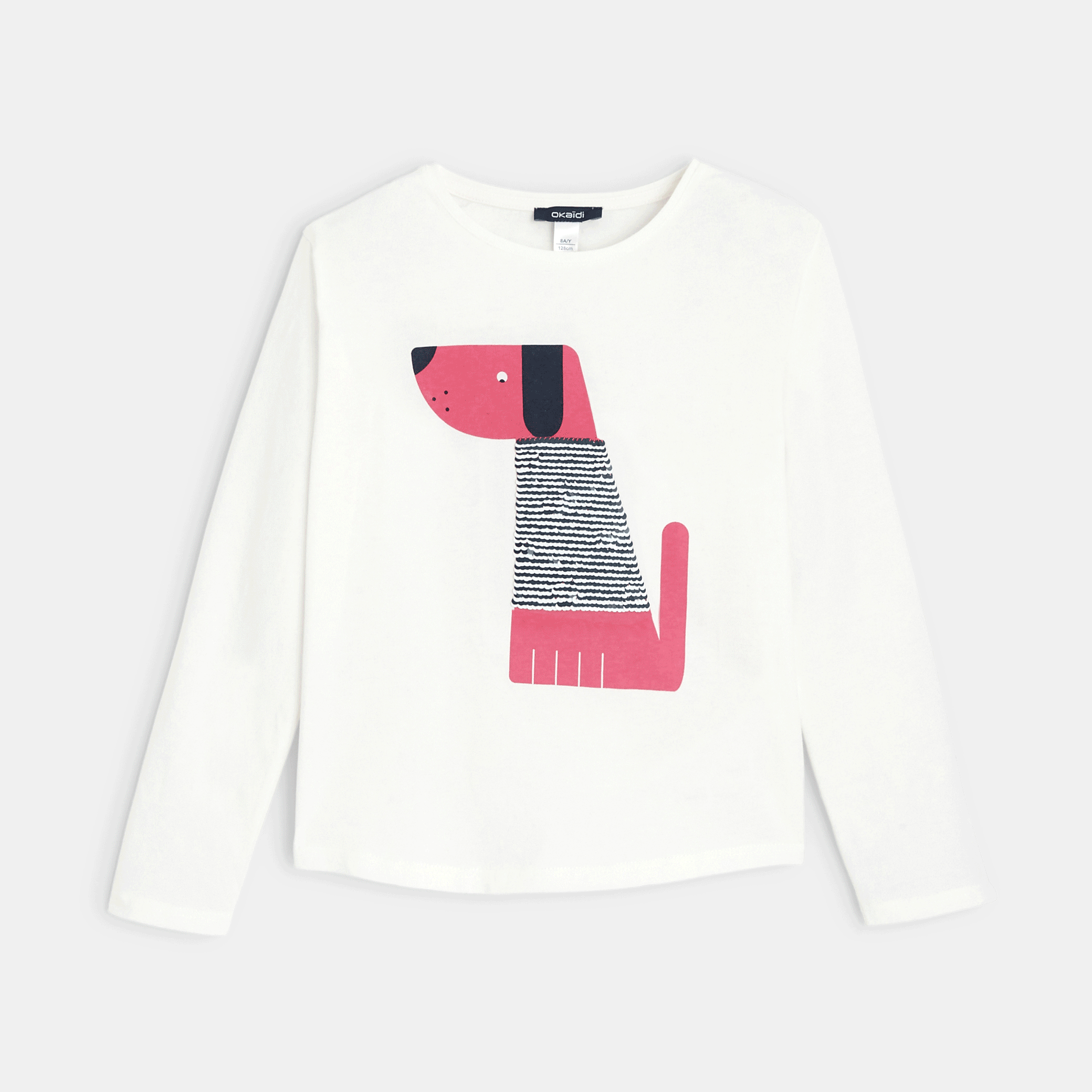 Avis T-shirt à sequins magiques Chien rouge fille OKAIDI 5
