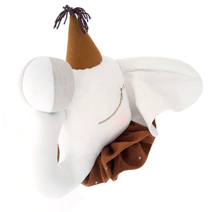 Avis Trophée mural enfant en lin, Éléphant de cirque, Crème/Marron Sevira Kids 1