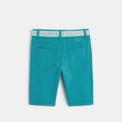Avis Bermuda en toile et ceinture ruban vert fille OKAIDI 3