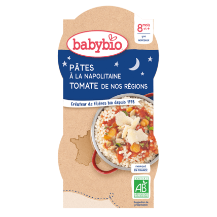 Avis Bonne Nuit Pâtes à la Napolitaine Tomate de nos Régions Babybio 1