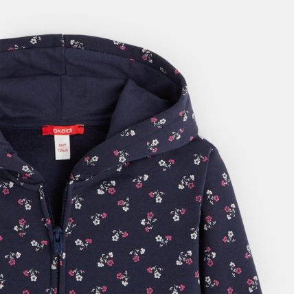 Avis Sweat-shirt à capuche motif petites fleurs bleu fille OKAIDI 2
