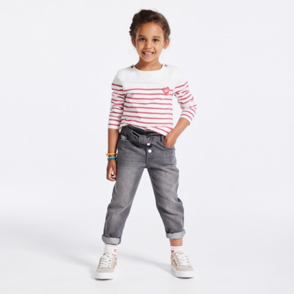 Jean mom a ceinture amovible gris fille OKAIDI Comparateur Avis Prix