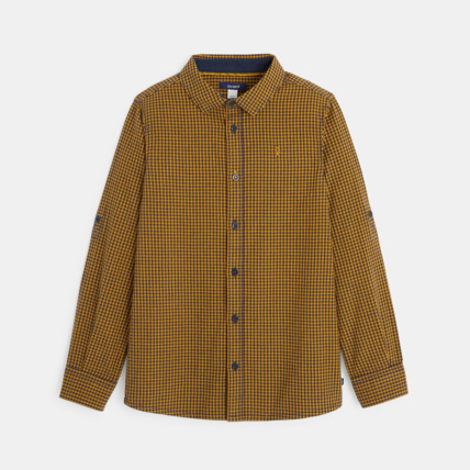 Avis Chemise à carreaux à manches ajustables jaune garçon OKAIDI 1