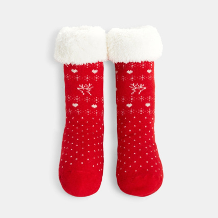 Avis Chaussons-chaussettes antidérapantes rougess fille OKAIDI 1