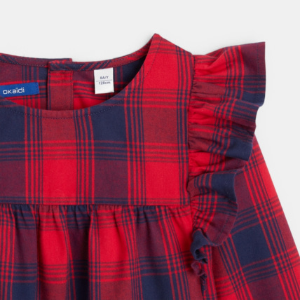 Avis Blouse volantée à carreaux rouge fille OKAIDI 2