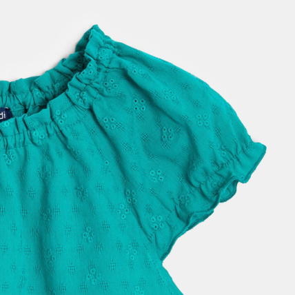Avis Blouse brodée unie verte fille OKAIDI 3