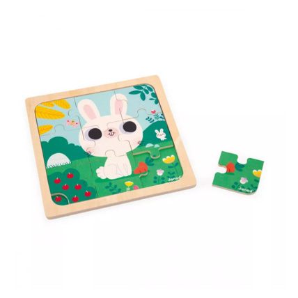 Avis Puzzle Lapin Blanc - 9 pièces en bois JANOD 1