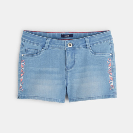 Avis Short en jean brodé bleu fille OKAIDI 1